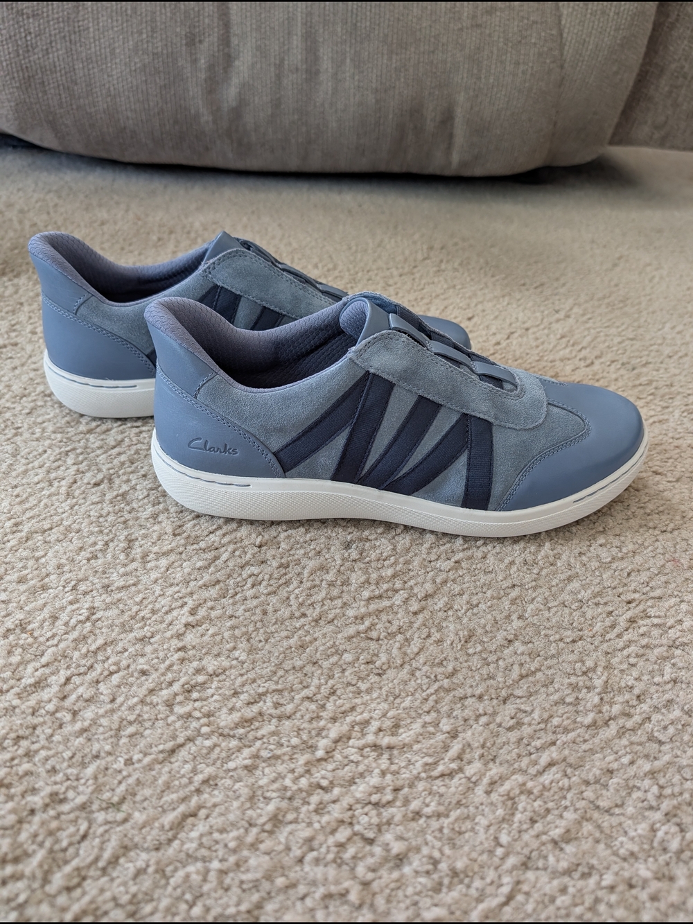Clarks Women's Casual Blue Suede & Leather Sneakers